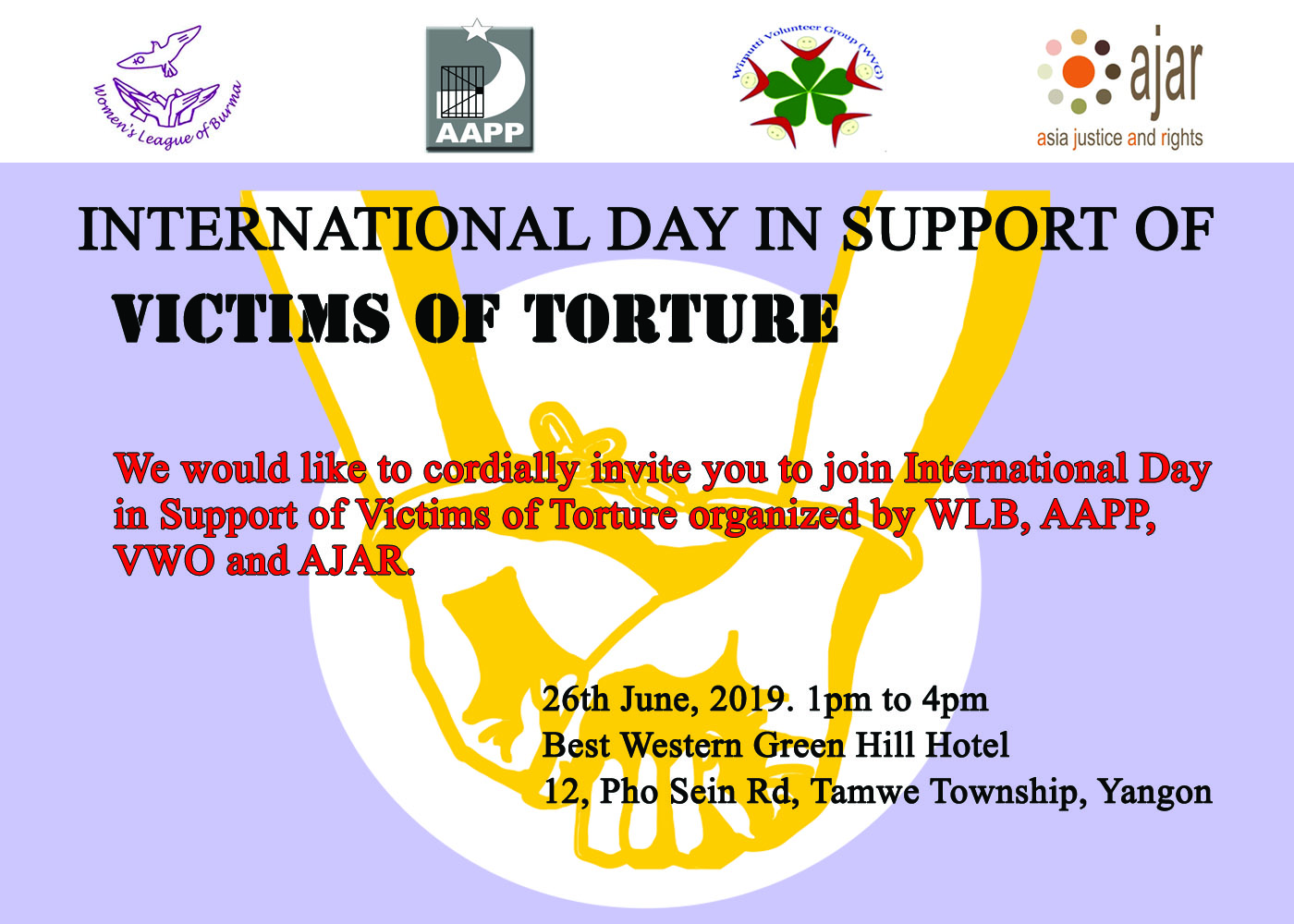 Invitation to event on International Day in Support of Victims of Torture
